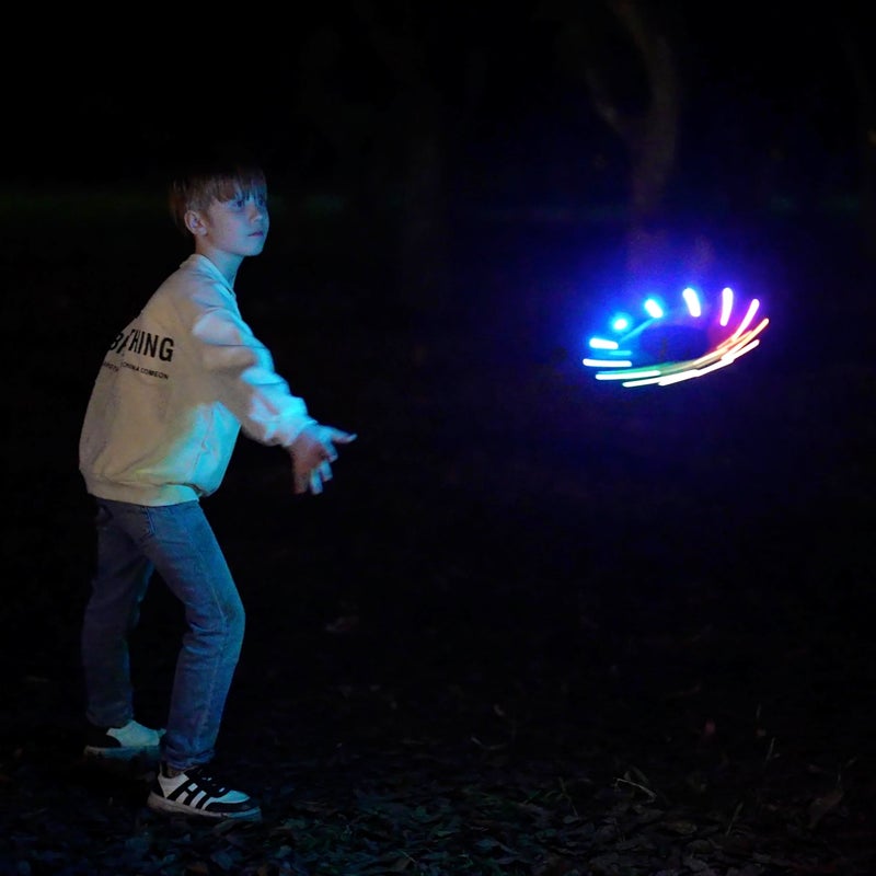 TOSY Flying Ring - 12 LEDs  Super Bright  Soft  Auto Light Up  Safe  Waterproof  Lightweight Frisbee  Cool Birthday  Camping  Easter Basket Stuffers & Outdoor/Indoor Gift Toy for Boys/Girls/Kids - Image 2